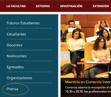 Acceso al Dossier de Prensa en el Portal web de la Facultad de Ciencias Económicas
