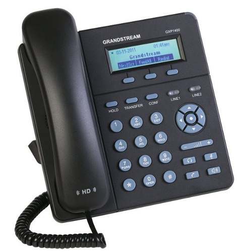 Imagen de un aparato telefónico negro con tecnología IP