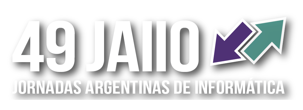 Logo de las 49 JAIIO con una flecha que apunta hacia abajo y otra que apunta hacia arriba