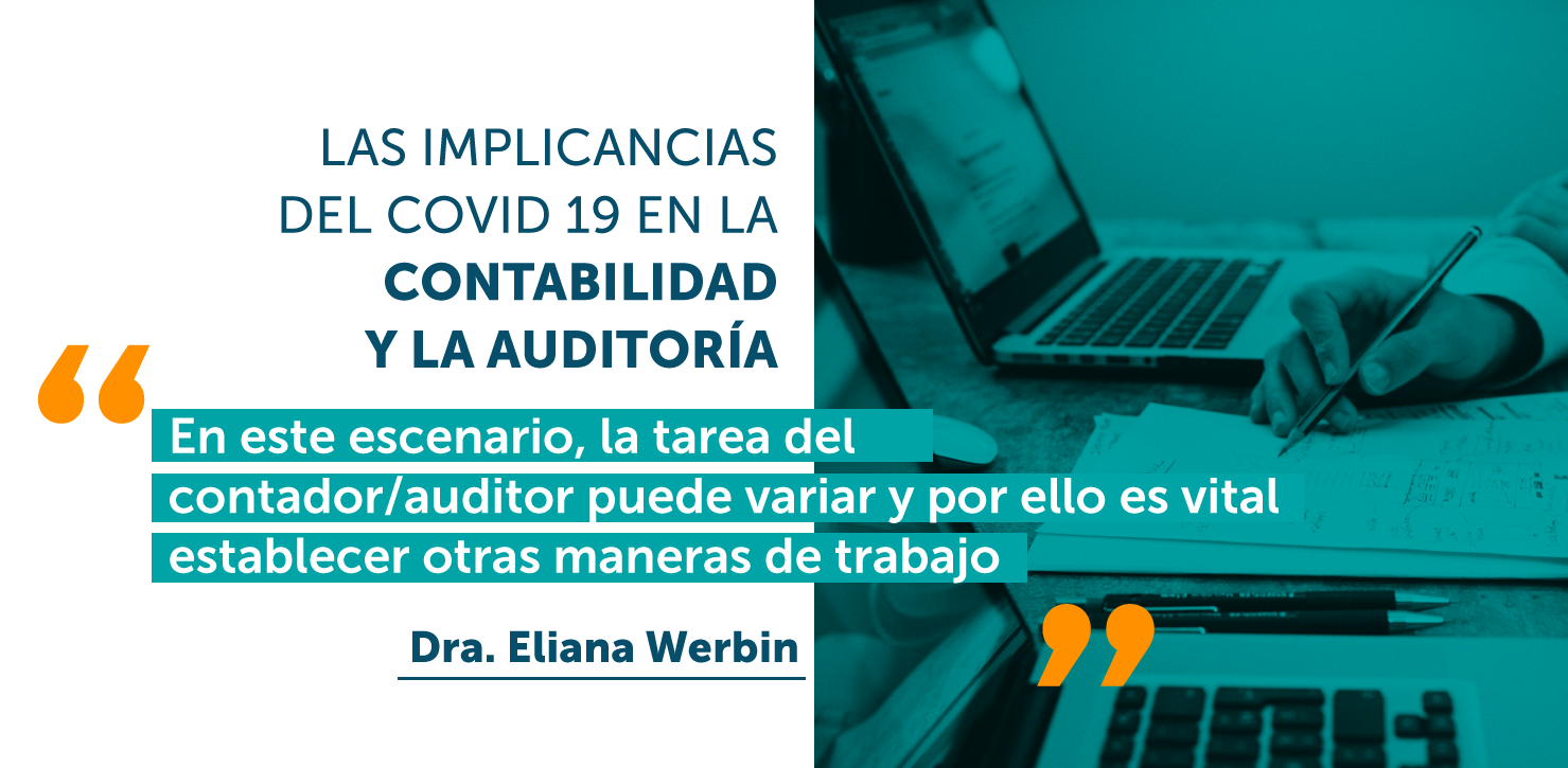 Dos laptops y la mano de una persona con una lapicera, junto al título de la charla y una frase de la doctora Werbin