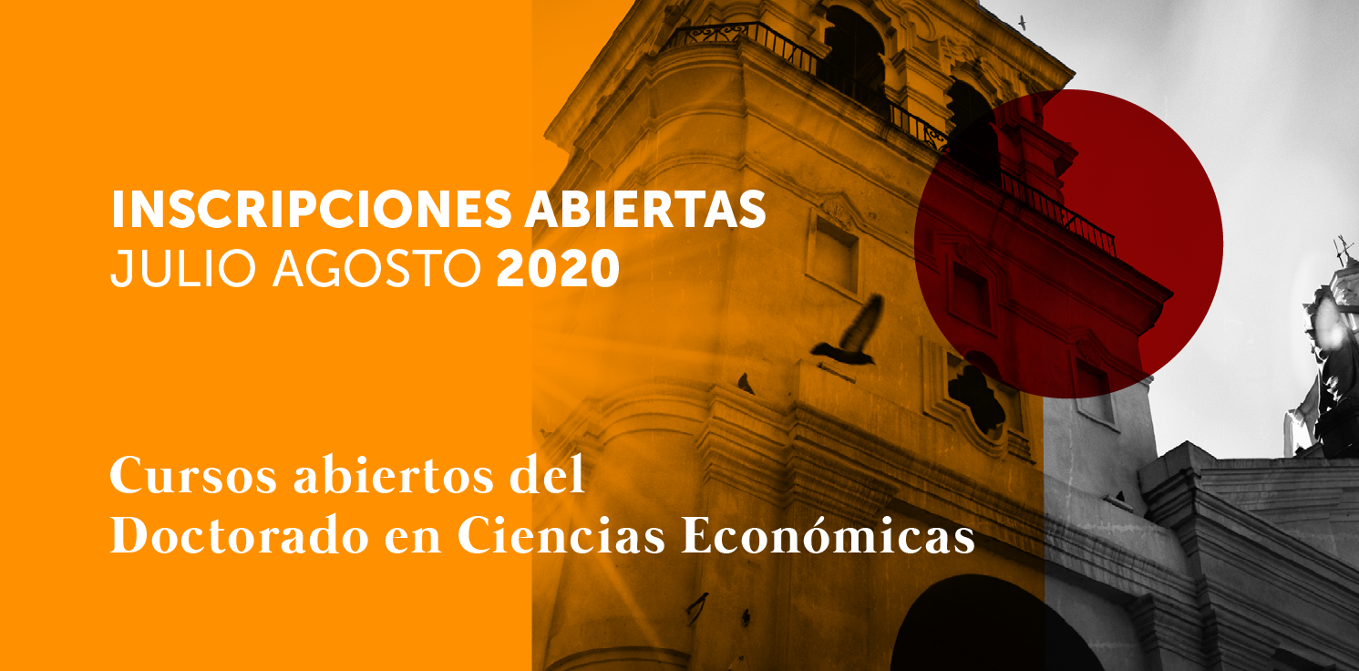 La torre del Colegio Nacional de Monserrat con la inscripción delante sobre los cursos abiertos del Doctorado en Ciencias Económicas