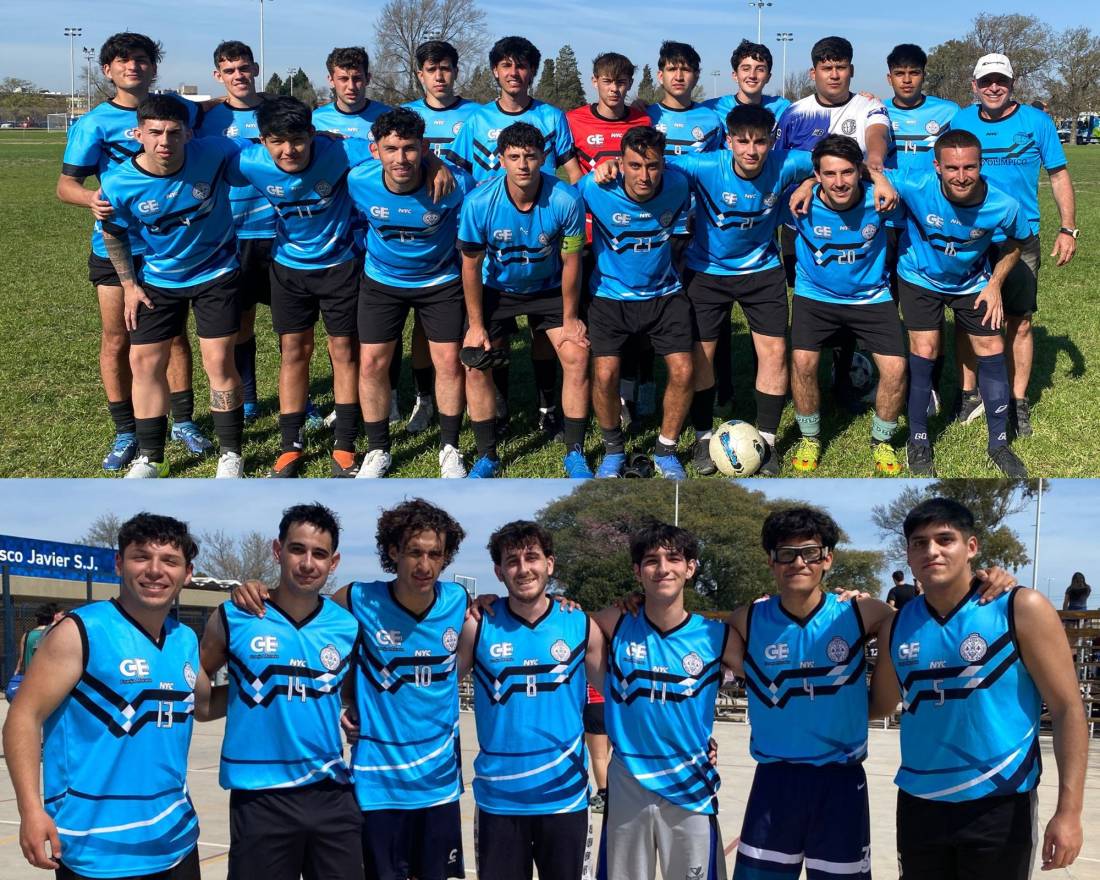 Estudiantes en campo deportivo con atuendo representativo de la fce