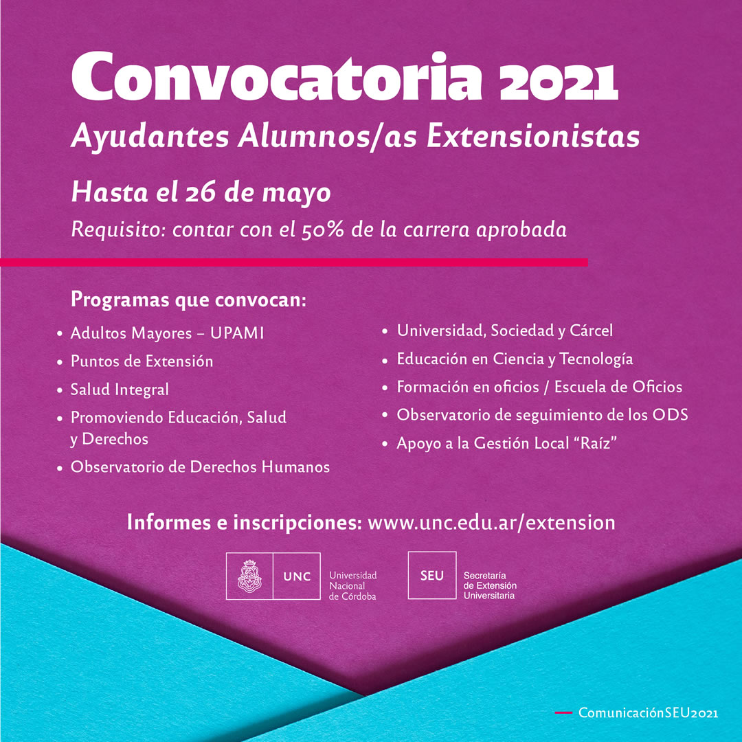 SEU UNC convocatoria ayudantes alumnos extensionistas