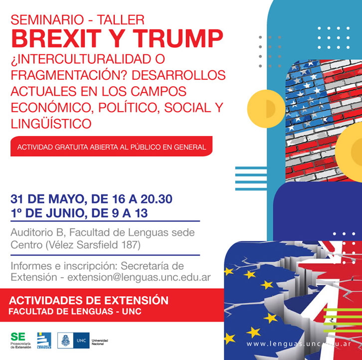 Banner de promoción del seminario-taller Brexit y Trump