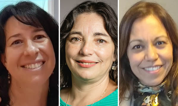 Verónica Arias, Patricia Caro y María Inés Ahumada, sonriendo