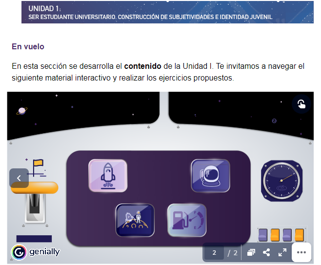 Toma de pantalla de la sesión del primer módulo del PID