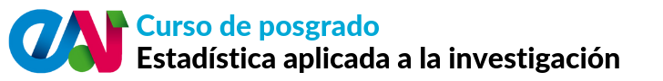 Banner con un isologotipo del curso de posgrado en Estadística Aplicada a la Investigación