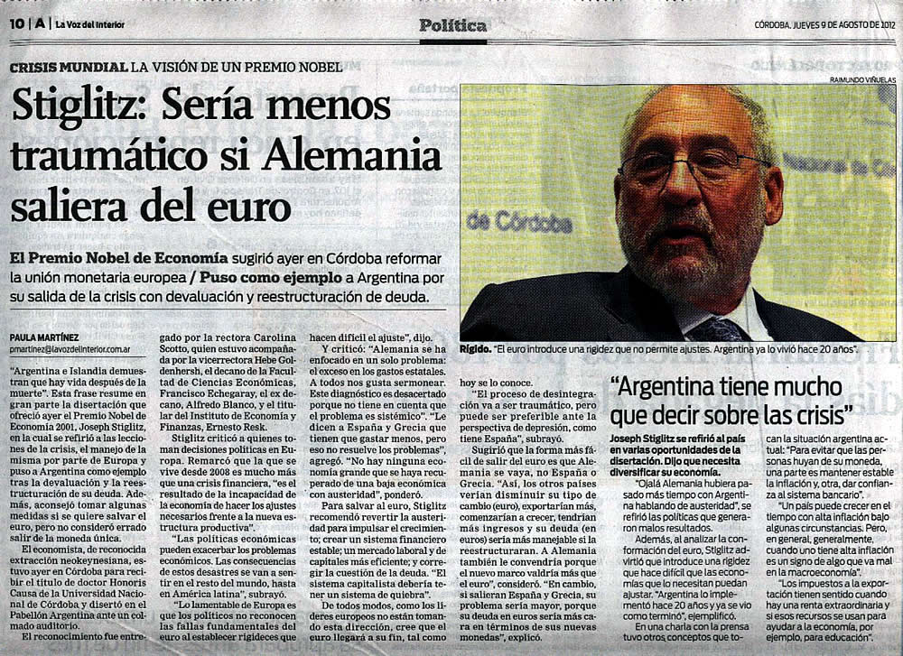 Joseph Stiglitz recibió el Doctorado Honoris Causa y el Director del IEF, Ernesto Rezk,  participó activamente de la ceremonia