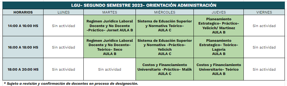 Agenda de clases administración 2do sem LGU2023
