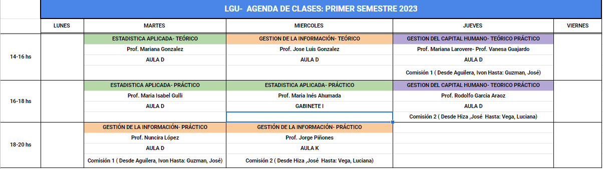 AAGENDA DE CLASES
