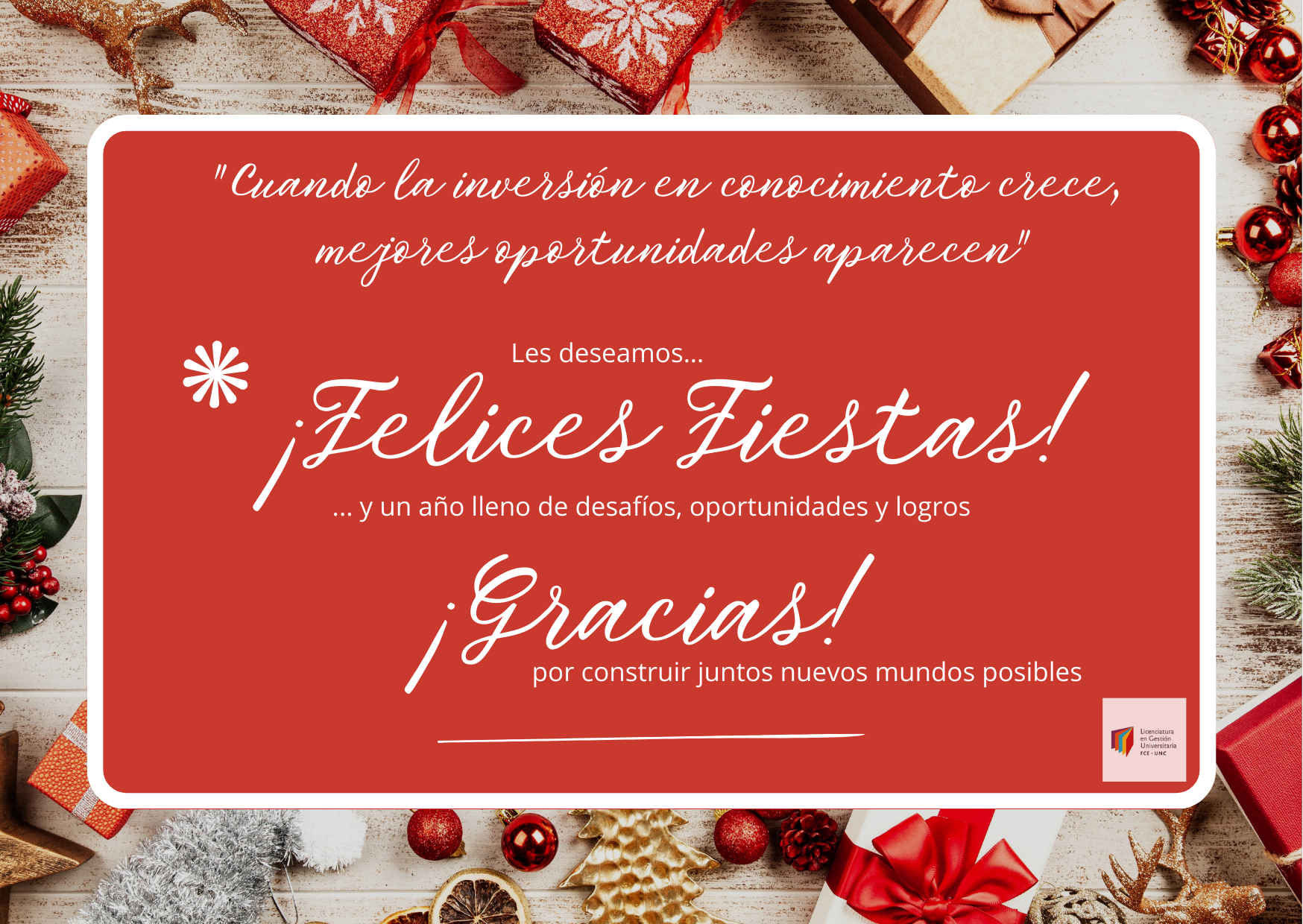 Tarjeta Felices Fiestas elegante LGU